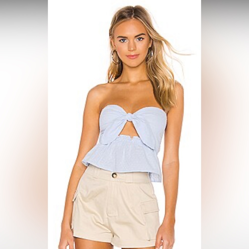 Revolve Superdown Tie Front Top in Blue